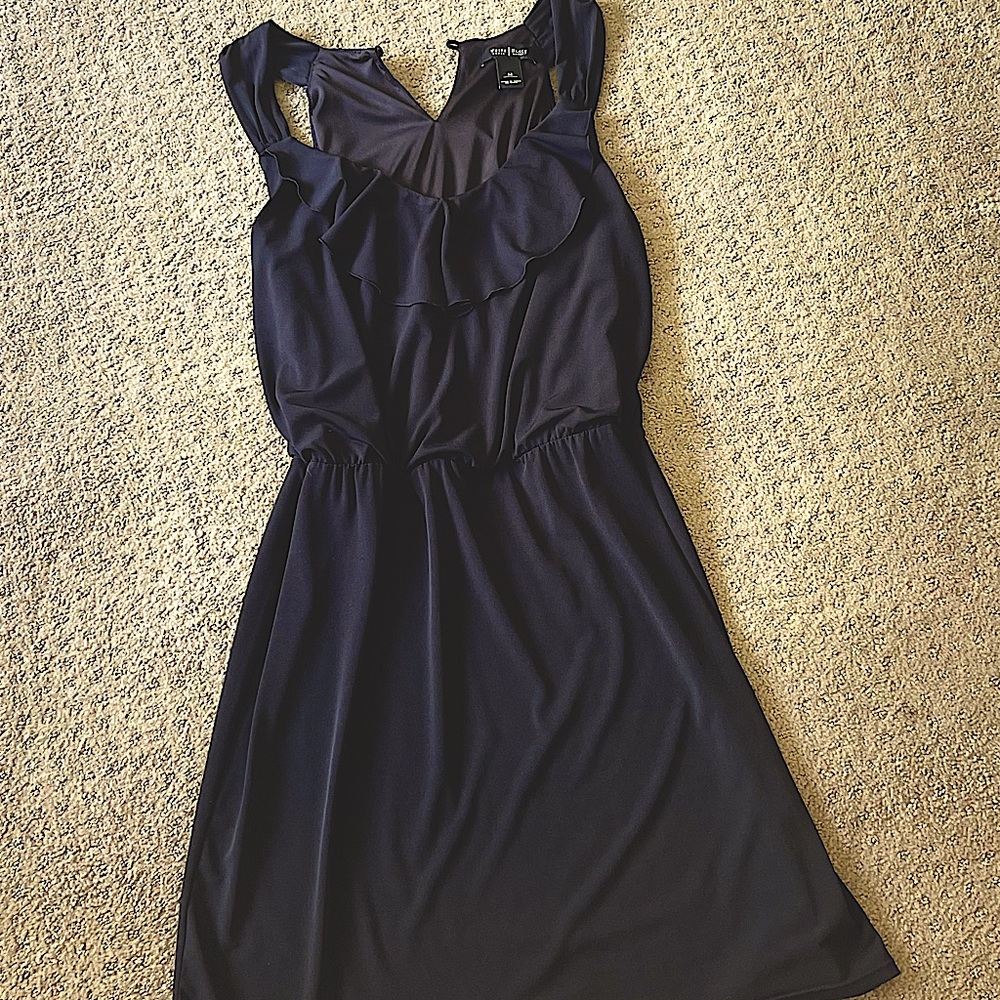 White House Black Market black ruffle dress M